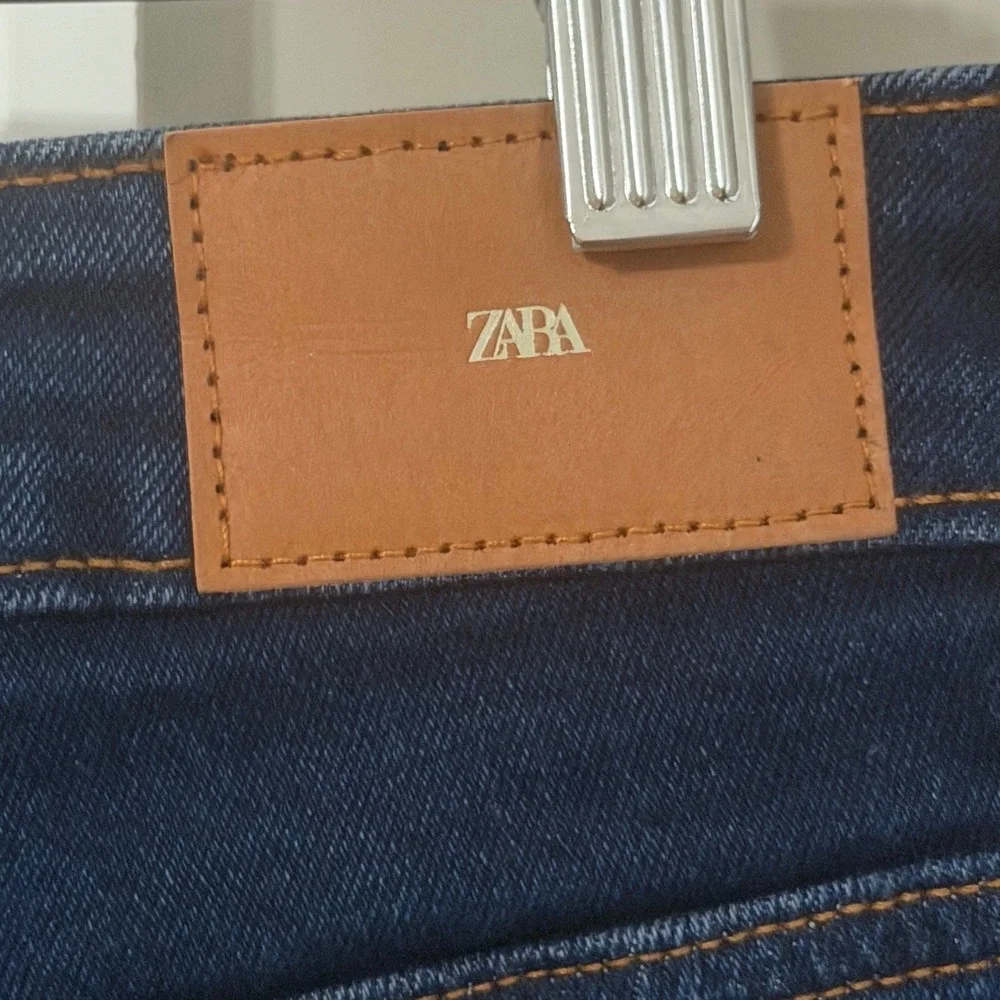 Zara Womens Jean Size 4 Mini Flare High Rise‎ Patch Pockets Dark Wash Ankle NWT